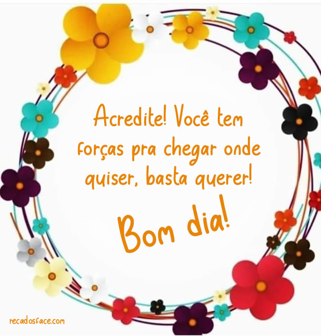 Acredite! Você tem
forças pra chegar onde
quiser, basta querer! Bom dia!